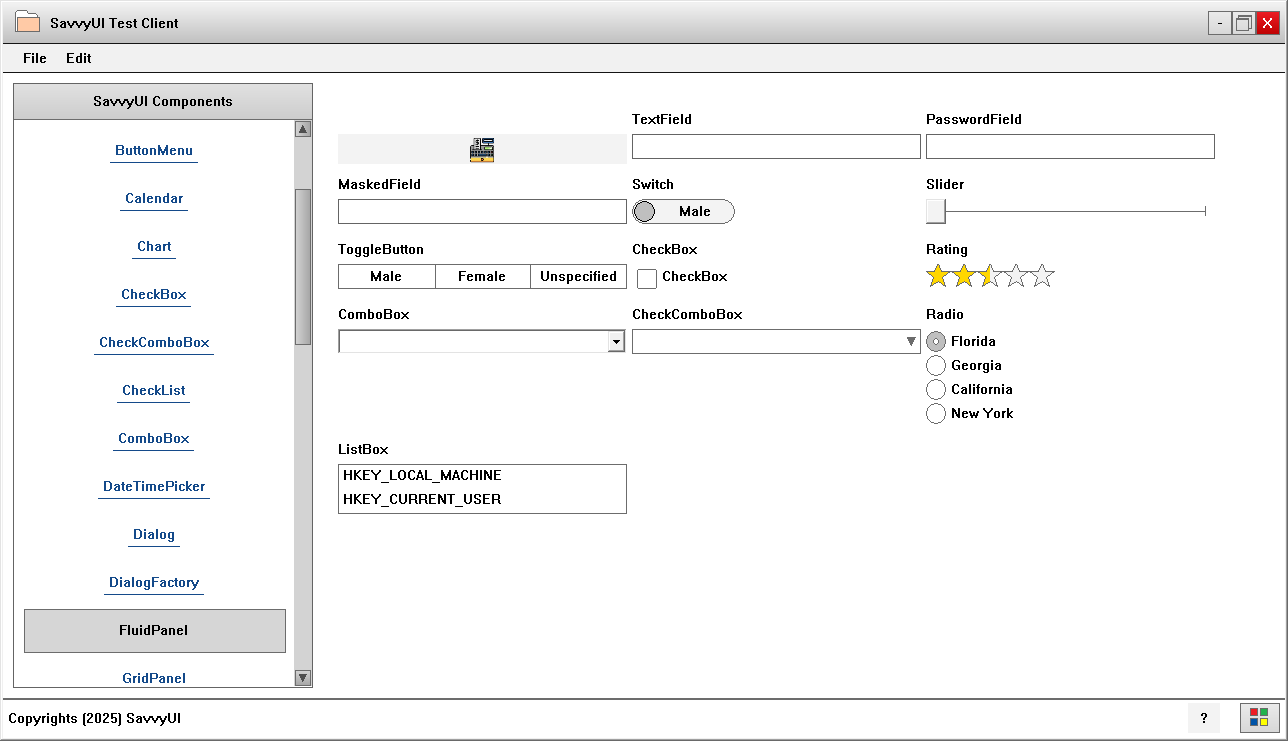 FluidPanel Layout manager